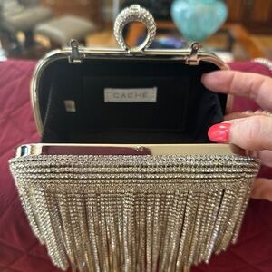 Eye catching crystals on a gorgeous evening bag by Cache.